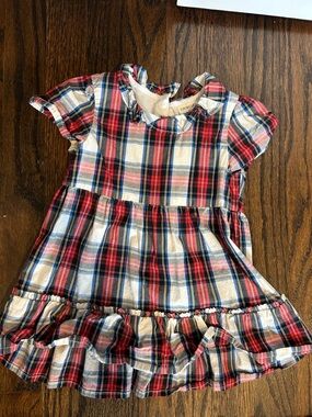 Crewcuts Red, Cream & Navy Plaid Ruffle-Hem Dress